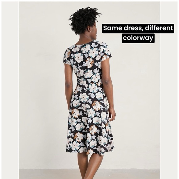 Seasalt Cornwall Riviera II Dress Size US 8 Organic Cotton Black Purple Floral - Picture 4 of 15